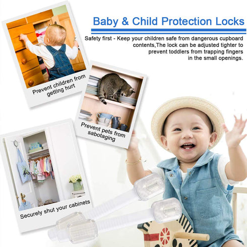 Baby Safety Locks - Maveek 8 Pack Child Proofing Lock For Drawers Doors Cupboard Dresser Door Closet Toilet Seat Oven Refrigerator, Adjustable Tra...