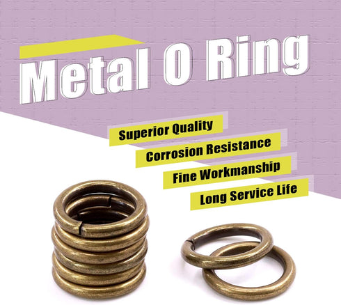 Swpeet 60Pcs Heavy Duty 3/5 Inch - 16mm Bronze Multi-Purpose Metal O Ring Metal Rings for Hardware Bags Ring Hand DIY Accessories Keychains Belts ...