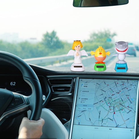 6 Pcs Solar Powered Dancing Animal Dolls Swinging Animated Bobble Dancer Window Sun Catcher Car Decor Portable Suncatchers,Frog Angel Shark Flamin...