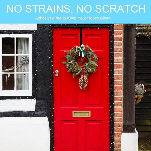 Tebery 4 Pack Premium Wreath Hanger Door Hangers, 12-Inch Black Over The Door Hooks, Long Wreath Hangers for Hanging Christmas Decorations, Clothe...
