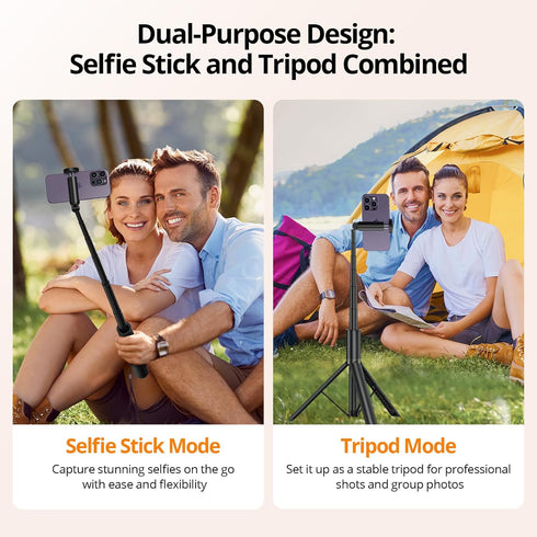 ATUMTEK 55" Selfie Stick Tripod, All-in-one Extendable Aluminum Phone Tripod with Rechargeable Bluetooth Remote for iPhone, Samsung, Google, LG, S...