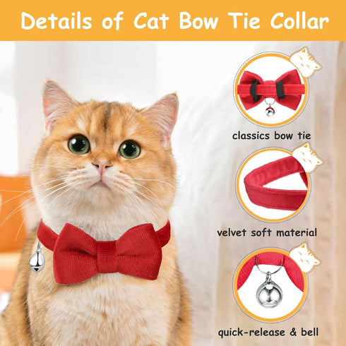 Cat Collar Breakaway with Bells - 3 Pack Breakaway Cat Collars Quick Release Safe Buckle Adjustable Kitten Collar for Girl Boy Cats Pets Supplies,...