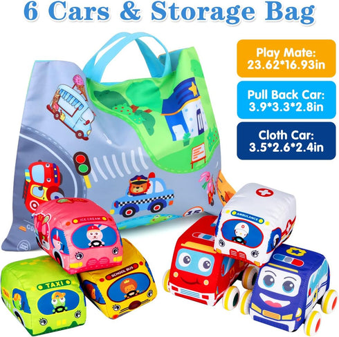 Baby Toys 6 to 12 Months - Soft Car Toys for 1 Year Old Boy Girl with Playmat Storage Bag - Infant Baby Toys 12-18 Months Toddler Toys Age 1-2 - 1...