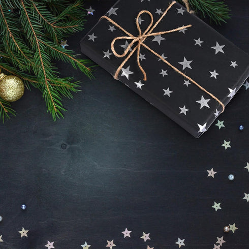 Bolsome 120 Sheets 20 * 14 Inches Black Tissue Paper with Silver Stars, Black Silver Tissue Paper for Gift Wrapping, Silver Stars Tissue Paper for...