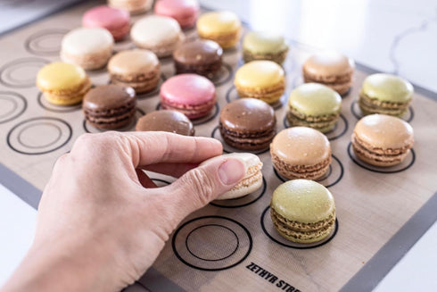 Macaron Baking Mats - Pack Of 4 - Half Sheet Size - For Perfect Macarons & Cookies - Silicone Macaron Baking Sheets With Size Guiding Circles - He...