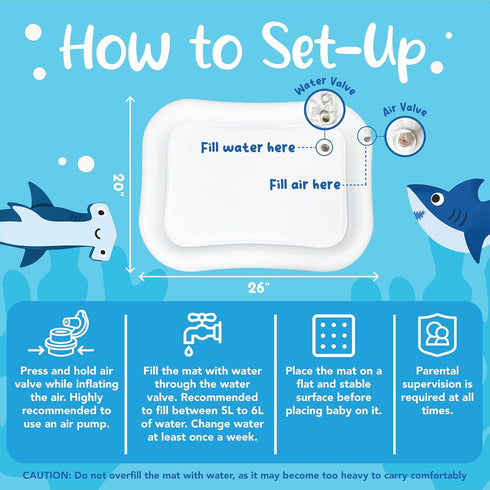 Water Tummy Time Mat for Baby - 26"x20" Large Premium Tummy Time Toys for Baby Boy or Baby Girl, Infant Water Mat for Above 3 Month, Water Play Ma...