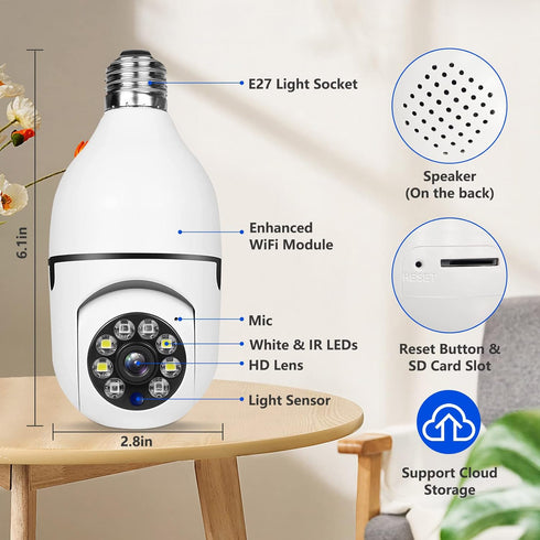 5G Light Bulb Security Camera Wifi Dual Band ,360 degree 1080P Security Camera, Wireless Indoor Camera Full Color,Smart Dome Camera with Auto Trac...