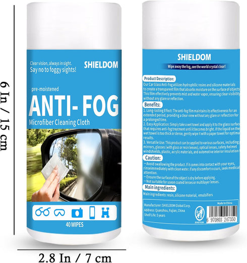 Anti-Fog Wipes for Glasses Car Windshield Defogger Pre-moistened Lens Cleaner Prevent Fogging Defogging Fogless for Automotive Vehicles Helmets Mi...