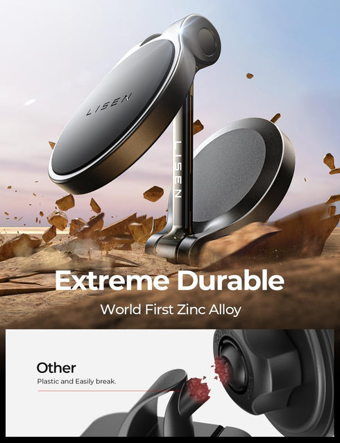 LISEN Magnetic Phone Mount, Folding Car Magnetic Phone Holder for Car 360° Rotatable Dash Cell Phone Holder Car Easily Install Hands Free Car Phon...