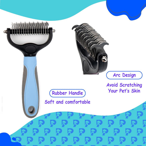 Double-Sided Pet Grooming Tool Undercoat Rake for Dogs and Cats - Professional Dematting Brush, Shedding Comb, Mat Remover, Deshedding, Safe Detan...