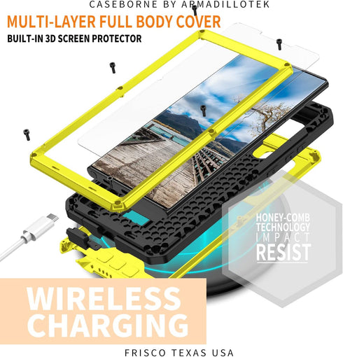 Samsung Galaxy S22 Ultra 5G 2022 Rugged case with Screen Protector Stand Camera Slide Cover for Samsung S22 Ultra Metal Military Sturdy Armour Sho...