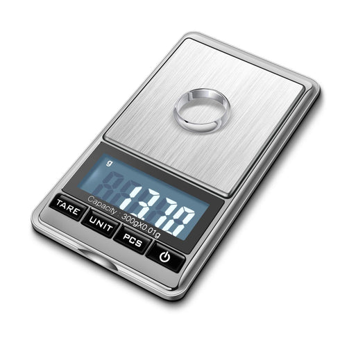 Flexzion Jewelry Small Digital Scale .01 Gram Accuracy - Portable Digital Jewelry Scale Gram & Ounces with 300g Weight Capacity - Micro Scale for ...