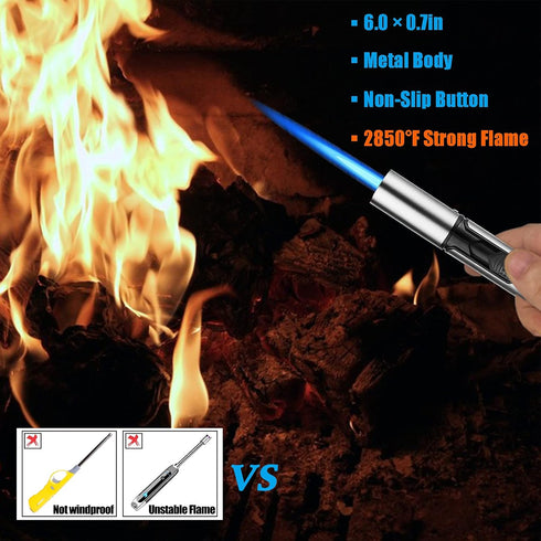 Anrapley Butane Torch Lighter, 6.0in Long Candle Lighter with Fuel Level Window, Windproof Pen Lighter Adjustable Jet Flame for Grill Kitchen Fire...