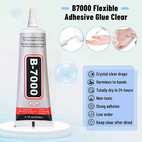 B-7000 Clear Glue Adhesive for Crafting, Industrial Strength Semi Fluid B7000 Glue with Precision Applicator Tips, Art Dotting Stylus Pens for DIY...