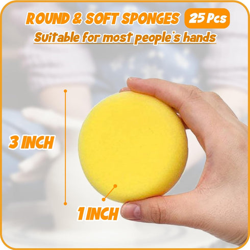 25Pcs Pottery Sponges 3inch, Painting Sponges, Pottery Sponges for Clay, Clay Sponge, Round Sponge, Clay sponges for Pottery, Paint sponges for Ac...