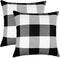 4TH Emotion Set of 2 Farmhouse Buffalo Check Plaid Throw Pillow Covers Cushion Case Polyester Linen for Fall Home Decor Black and White, 16 x 16 I...