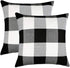 4TH Emotion Set of 2 Farmhouse Buffalo Check Plaid Throw Pillow Covers Cushion Case Polyester Linen for Fall Home Decor Black and White, 16 x 16 I...