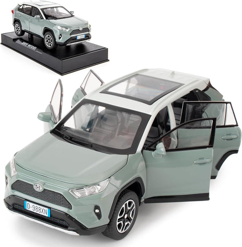 Model Car 1/32 RAV4 Alloy Diecast Collectible Toy Car with Light and Sound Toy Vehicle Door Can Be Opened for Boys Kids Toddler Gift (Gray)...