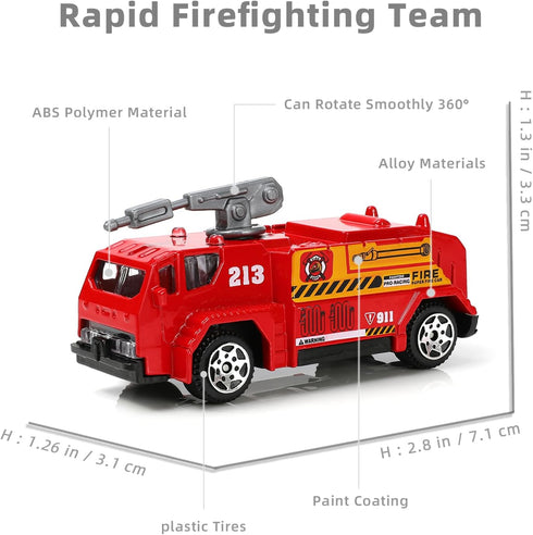 1/87 Metal Diecast Fire Truck Police Rescue Car Helicopter Ambulance Toy Army Military Vehicle Little People Playset Children's Day Car Toy Gift f...