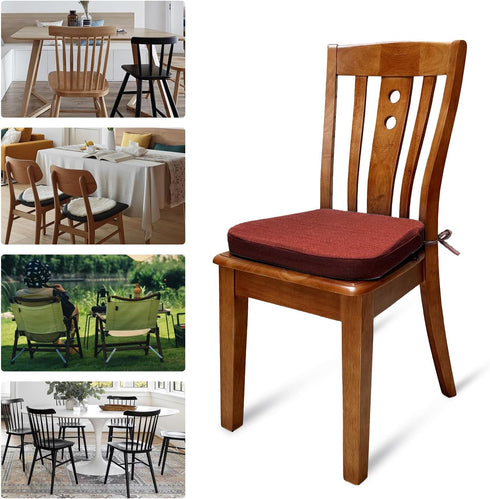 Chair Cushion with Ties for Dining Chairs Memory Foam Thick Kitchen Chair Pad 17" x 16.5" x 2"with Machine Washable Cover Seat with Zipper Indoor ...