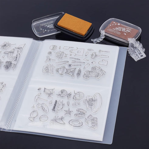 GLOBLELAND Clear Stamps Storage Embossing Folder Storage Photo Storage Album Seal Bags Storage Keeper Cards Folder Storage Bag for DIY Scrapbookin...