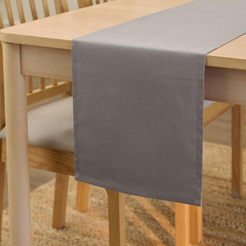 Encasa XO Table Runner 13x104 in Long | Cotton Canvas Fabric | Grey Solid Color | Machine Washable & Durable...