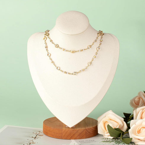 KYUNHOO 13 Feet Gold Plated Necklace Chain Bulk on Spool Beads Hollow Circle Decoration Solid Brass Chain Links with Lobster Clasps and Jump Rings...