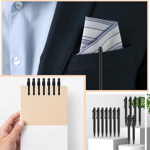 Eaasty 100 Pcs 4'' Mini Pen Bulk 0.7 mm Small Retractable Ballpoint Tiny Black Ink Pen Gel Pens with Clip Smooth Writing Pens for Pocket School Jo...