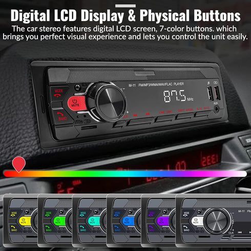 UNITOPSCI Single Din Car Stereo Bluetooth 5.0 Multimedia Audio Receiver, Push to Talk Assistant, Hands-Free Call Voice Control,MP3/FM/AUX in/USB/T...
