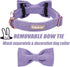 Lavender Dog Collars for Small Dog,Cute Corduroy Dog Collar with Bow Tie Safety Metal Buckle Adjustable Puppy Collars for Small Medium Large Boy&G...