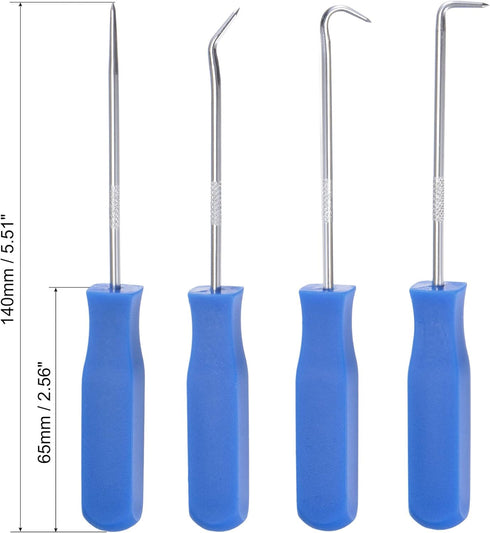 MECCANIXITY O-Ring Pick and Hooks 4in1 Set 140mm Oil Seal Gasket Precision Screwdriver Puller Remover Tool, Blue...