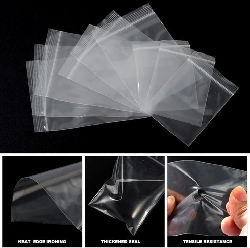 Small Plastic Bags, 300 Count 2 Mil Transparent Resealable Zipper Lock Bags, 3 Assorted Sizes 2x2 2x3 3x3 IN Storage Baggies for Daily Vitamin, Sm...