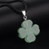 St. Patrick's Day Four Leaf Clover Pendant Necklace Green Aventurine Gemstone Pendant Necklace 18"...