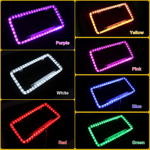 12 V 54 LED Color Light License Plate Frame Acrylic Plastic License Plate Cover-White...
