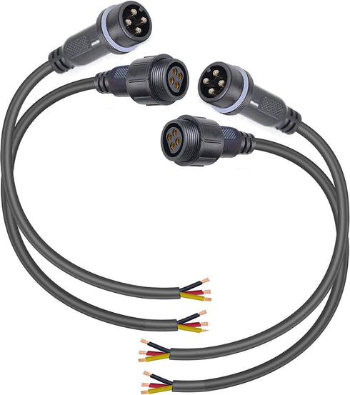 Waterproof Connectors 4 Wire,14AWG Male Female Plug LED Connector with 4Pin Waterproof Connectors,IP68 25CM Extension Cable for Car, Truck, Boat,L...