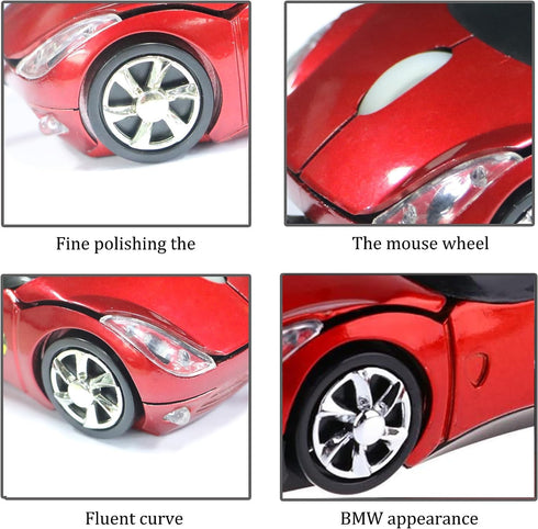 PCTC Cool Sport Car Shape USB Wired Optical Mouse for Laptop or Office Desktop,Ergonomic,1000DPI 2 Headlights 3 Buttons Office Home School Gift (R...