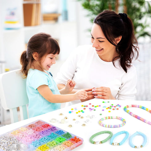 TEXGIZRLY Clay Bead Bracelet Kit, Clay Beads for Bracelet Jewelry Making, 24 Colors Clay Bead Kit with Letter Beads for Girls Adults DIY Craft, Fl...