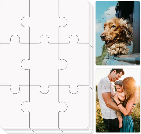 10 Sheets Blank Puzzles, 5.1x3.5 Inch All White Puzzle Blank Puzzles to Print on DIY Puzzle Printable Puzzles Thermal Transfer Blank Jigsaw Puzzle...