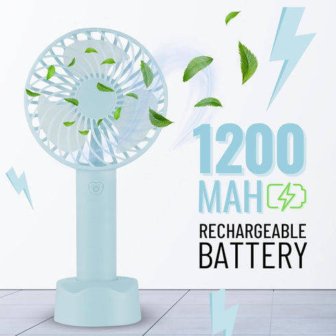 Mini Handheld Fan Battery Operated Small Personal Portable Fan Speed Adjustable USB Rechargeable Fan Powerful Fan for Indoor Outdoor Travelling (B...