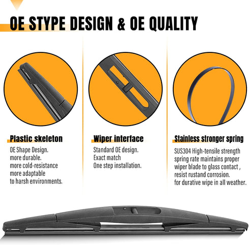 AUTOBOO Rear Wiper Blade Replacement for Jeep Wrangler 2023-2018 -OEM Factory Replacement Accessories Parts 19239591,Blades 12 inch...