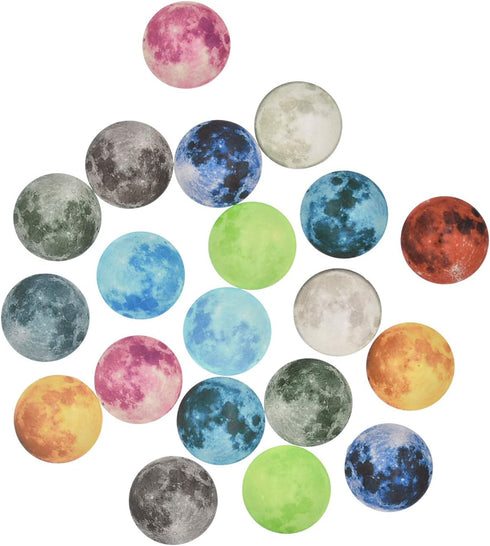 20Pcs 35mm Glow in the Dark Glass Moon Lunar Round Dome Glass Cabochons Flatback for DIY Craft Necklace Bracelet Pendant Making...