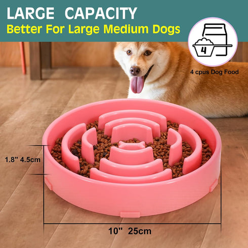 WHIPPY Large Slow Feeder Dog Bowls for Large Medium Dogs Anti-Chocking Slow Feeding Maze Dog Food Bowl Slow Eating Interactive Bloat Stop Puzzle B...