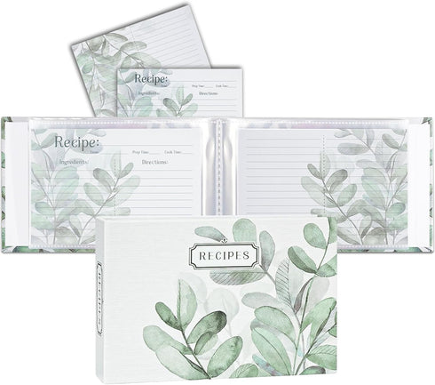 Recipe Folder 4x6, Full Page Recipe Book Organizer Set, with 20 Page Protectors & 20 Recipe Cards, Recipe Book for Make Your Own Recipe Sleek Kitc...