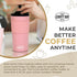 Portable French Press Travel Mug (15oz) - Stainless Steel & Double Wall Vacuum Pink Coffee Maker – Single Serve French Press for Travel, Home, Off...