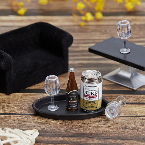 NUOBESTY 10Pcs 1: 12 Dollhouse Cocktail Glasses Wine Glasses Mini Beer Cups Miniature Drinking Water Cups Model for Dollhouse Food Kitchen Accesso...