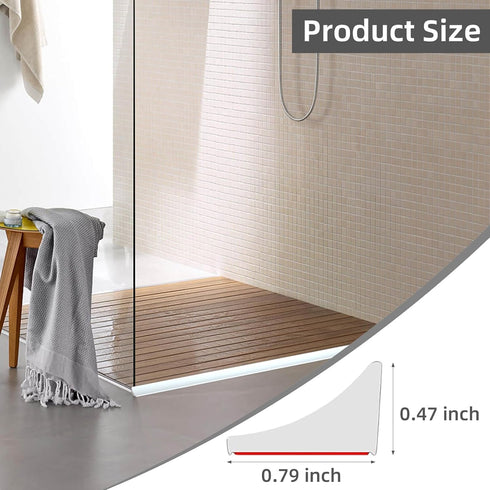 78 Inch Collapsible Shower Threshold Water Dam Barrier,Self Adhesive Silicone Shower Water Bathtub Splash Guard Bathroom Kitchen Water Stopper Blo...