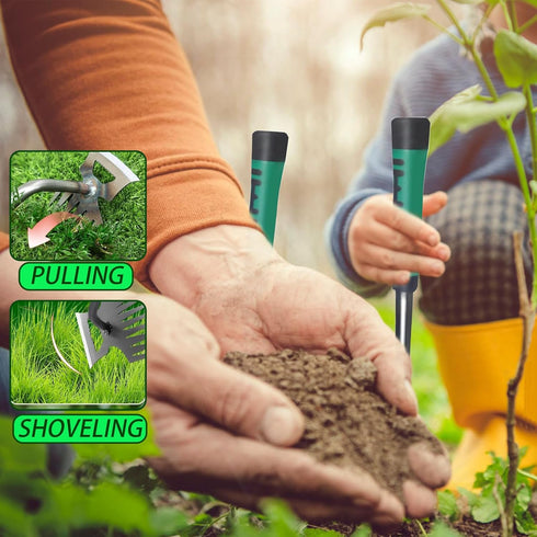 Gardening Hand Weeder Tools, 11-Tooth Manual Weeder, Uprooting Tool with Rubber Handle, Manual Multifunctional Weeders Gardening Tools for Gardens...