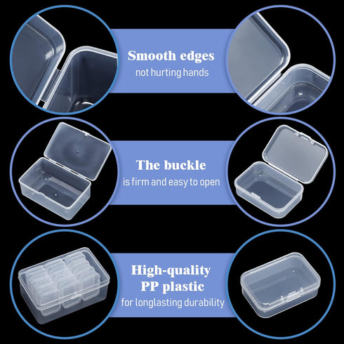 Blulu 24 Pcs Small Bead Organizer Plastic Storage Containers, Clear with 2 Hinged Lid Cases (6.69 x 4.06 x 2.76 Inch, 2.56 x 1.77 x 0.79 Inch)...