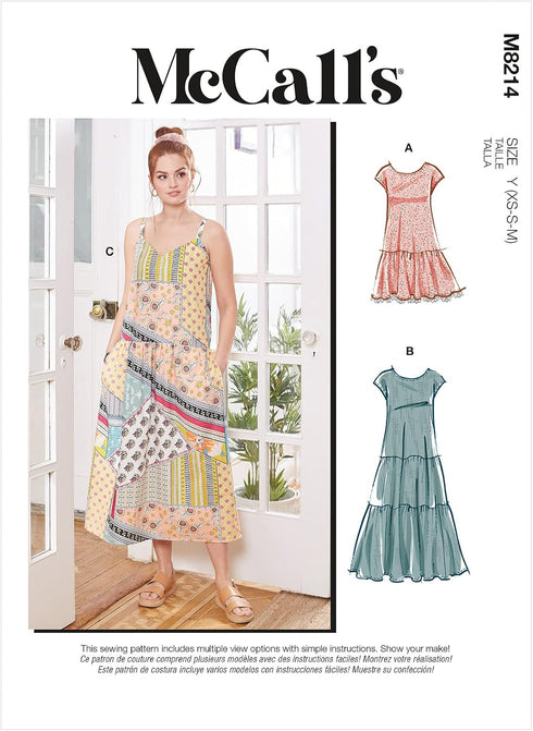 McCall's Misses' Dress and Mask Sewing Pattern Kit, Code M8214, Sizes L-XL-2XL, Multicolor...