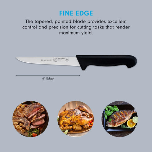 Messermeister Pro Series 6” Stiff Boning Knife - German X50 Stainless Steel & NSF-Approved PolyFibre Handle - 15-Degree Edge, Rust Resistant & Eas...